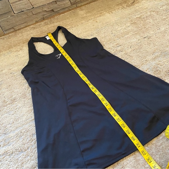 Gymshark Sport Dress Solid Black Skort Hidden Shorts Logo Front Tank Top: Large - Picture 4 of 9